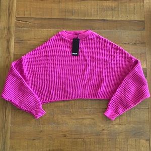 Nasty Gal Waffle Knit Crop Sweater - Size Medium